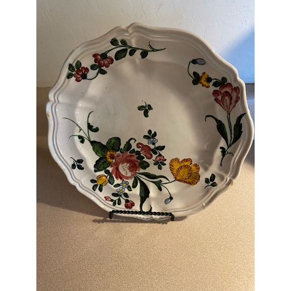 Vintage ‘LAB’  Italy Handpainted Pink Yellow Blue Floral Dinner Plates (4) - Picture 3 of 5